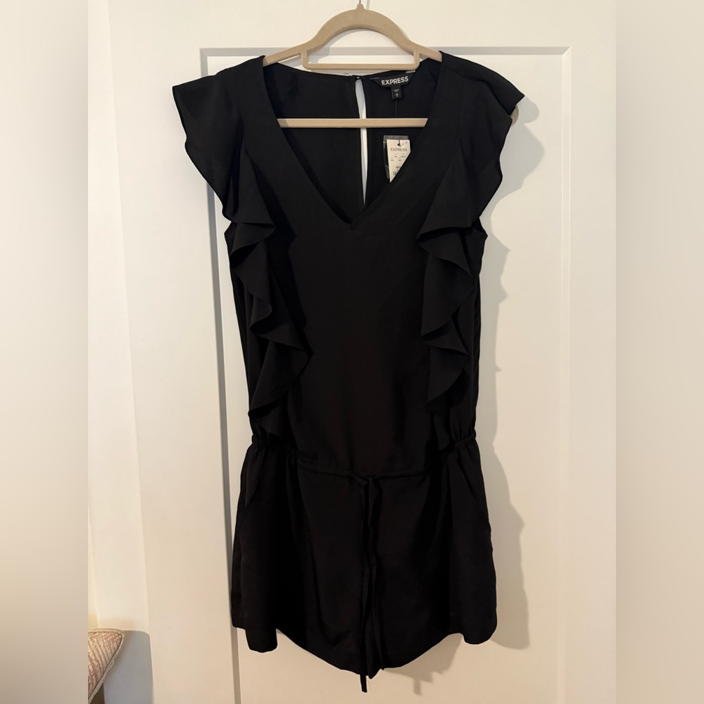 NWT Express Black Ruffle Romper